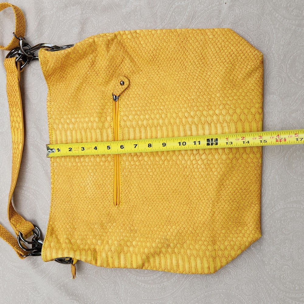 Mustard yellow snake textured bag, LARGE!!!! Imperfect - Picture 3 of 8